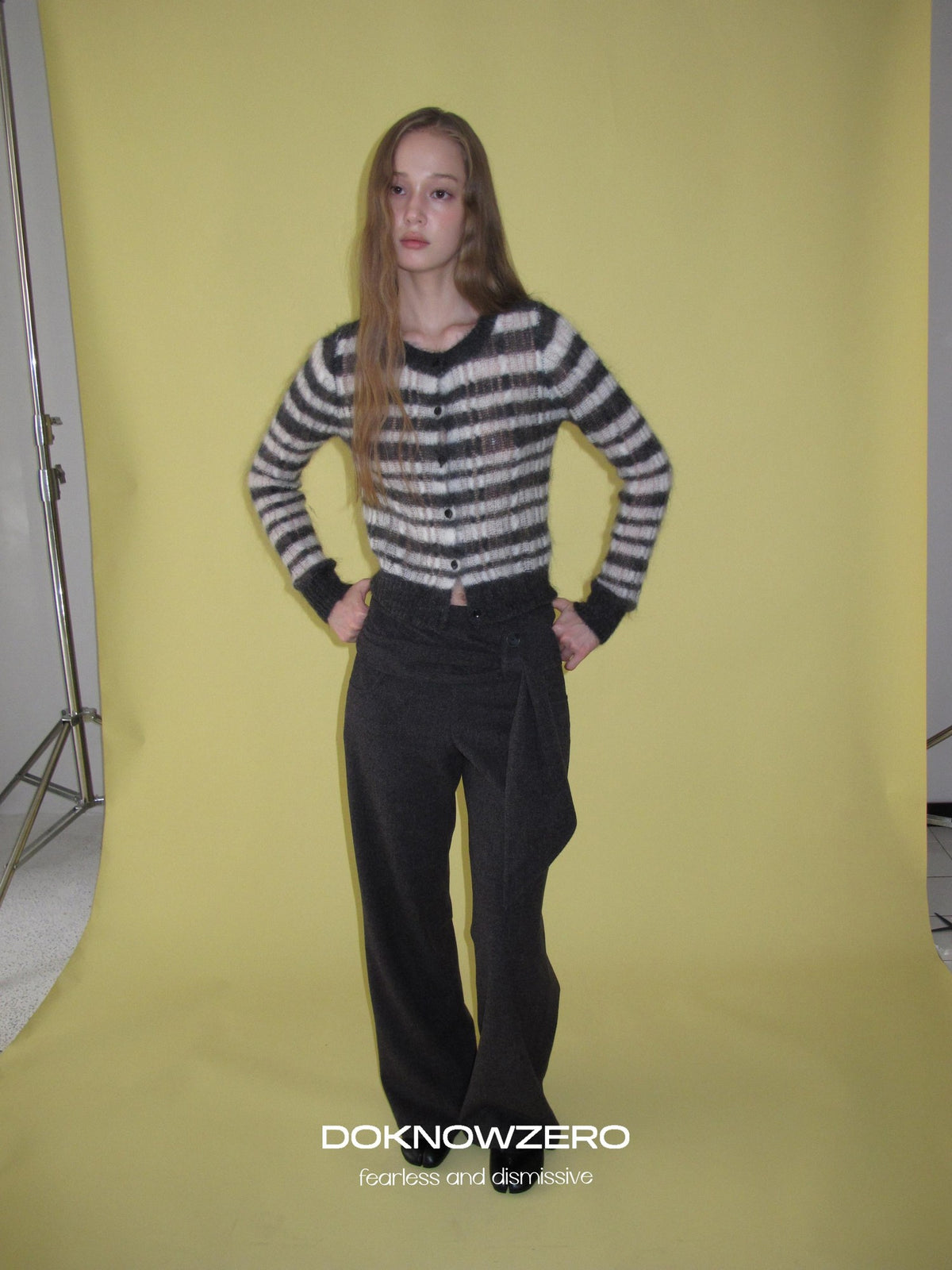 DKZ OFFICIAL Striped Mohair Knit Women&