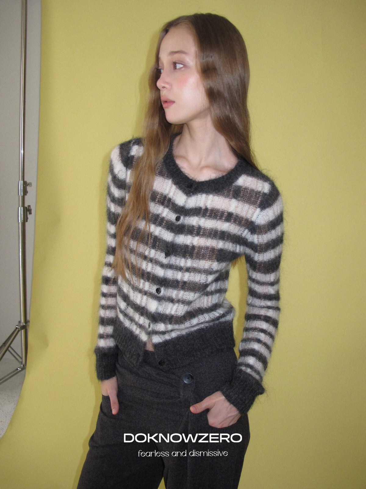 DKZ OFFICIAL Striped Mohair Knit Women&