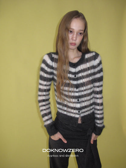DKZ OFFICIAL Striped Mohair Knit Women&