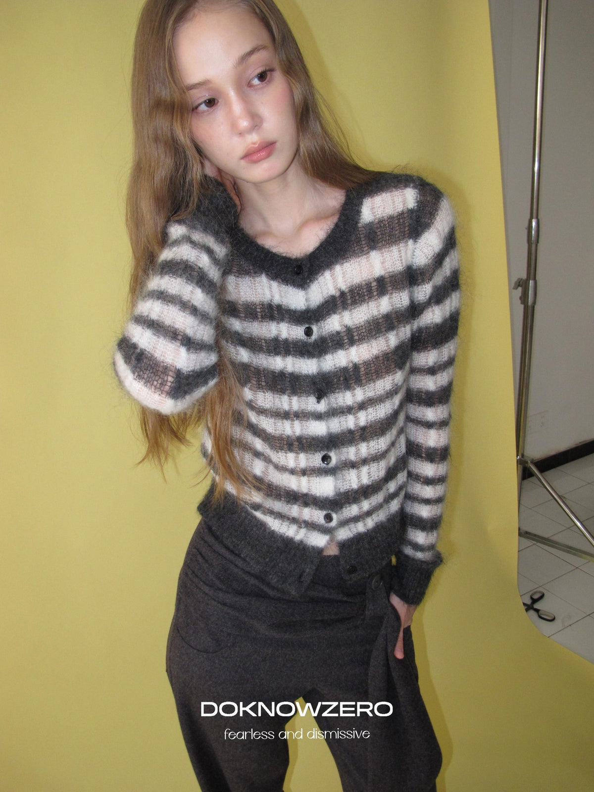 DKZ OFFICIAL Striped Mohair Knit Women&