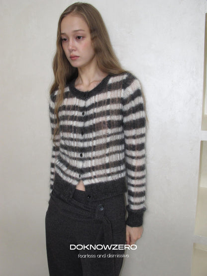 DKZ OFFICIAL Striped Mohair Knit Women&