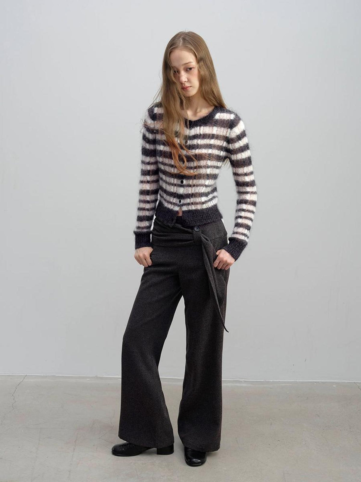 DKZ OFFICIAL Striped Mohair Knit Women&