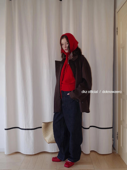 DKZ OFFICIAL Structured Baggy Wide Leg Denim Pants In Deep Blue