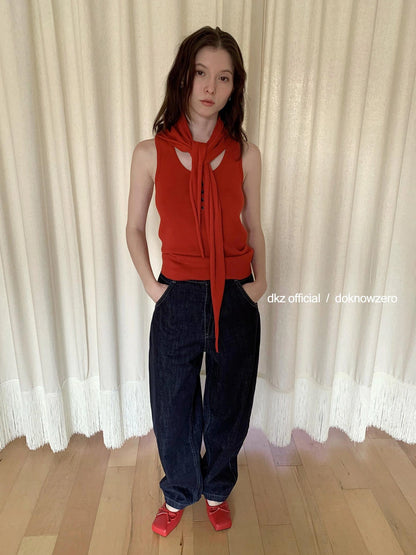 DKZ OFFICIAL Structured Baggy Wide Leg Denim Pants In Deep Blue