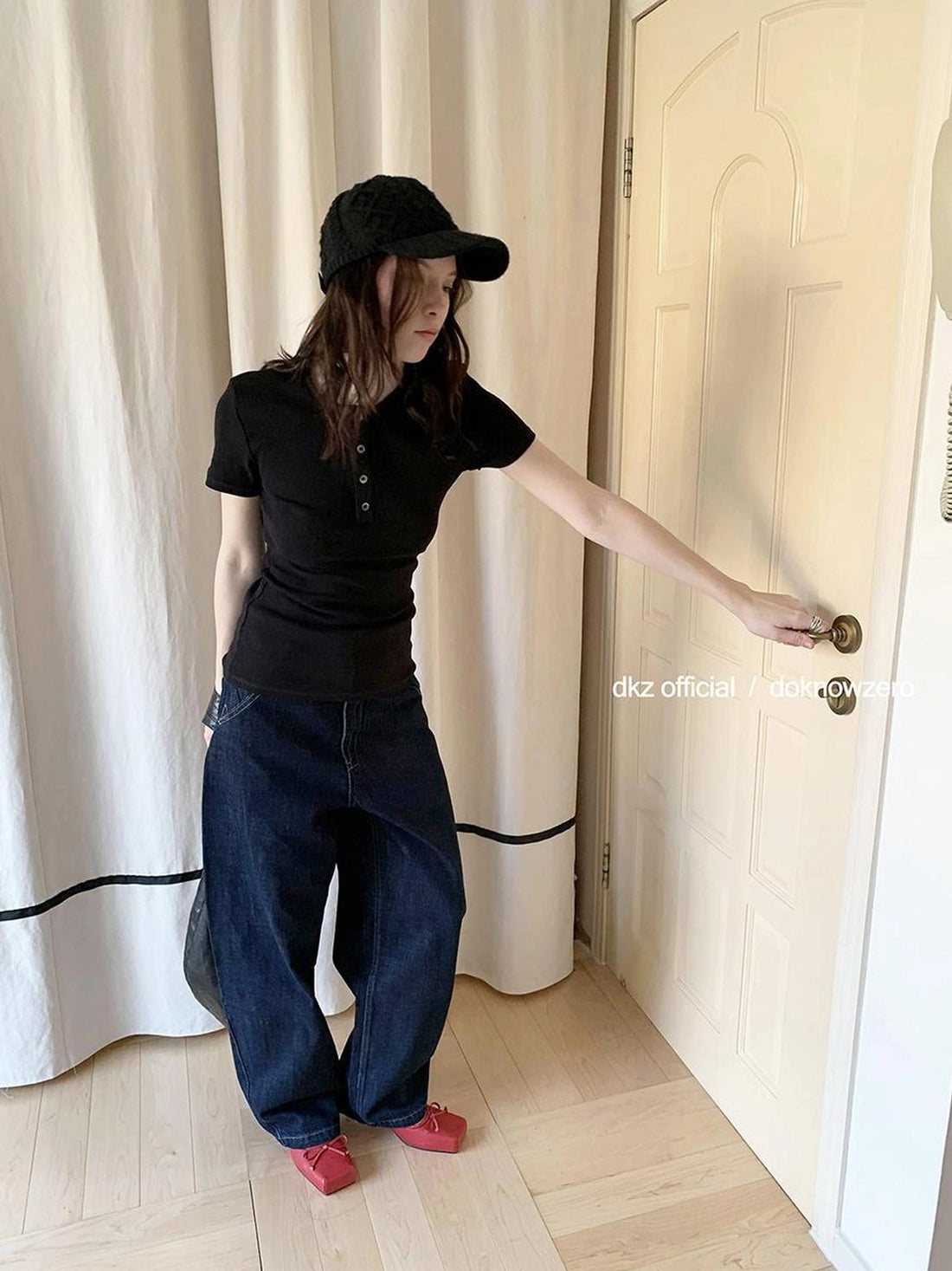 DKZ OFFICIAL Structured Baggy Wide Leg Denim Pants In Deep Blue