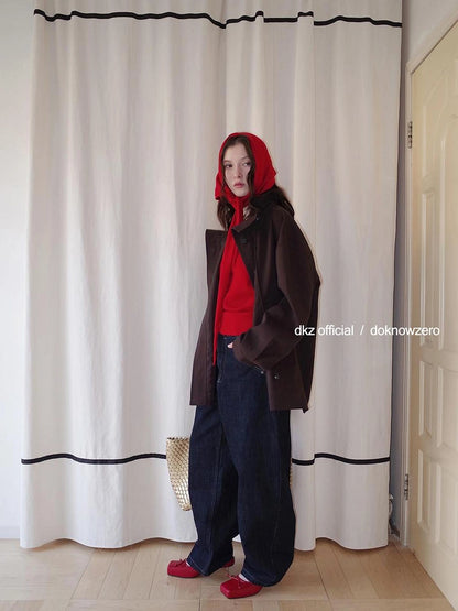 DKZ OFFICIAL Structured Baggy Wide Leg Denim Pants In Deep Blue