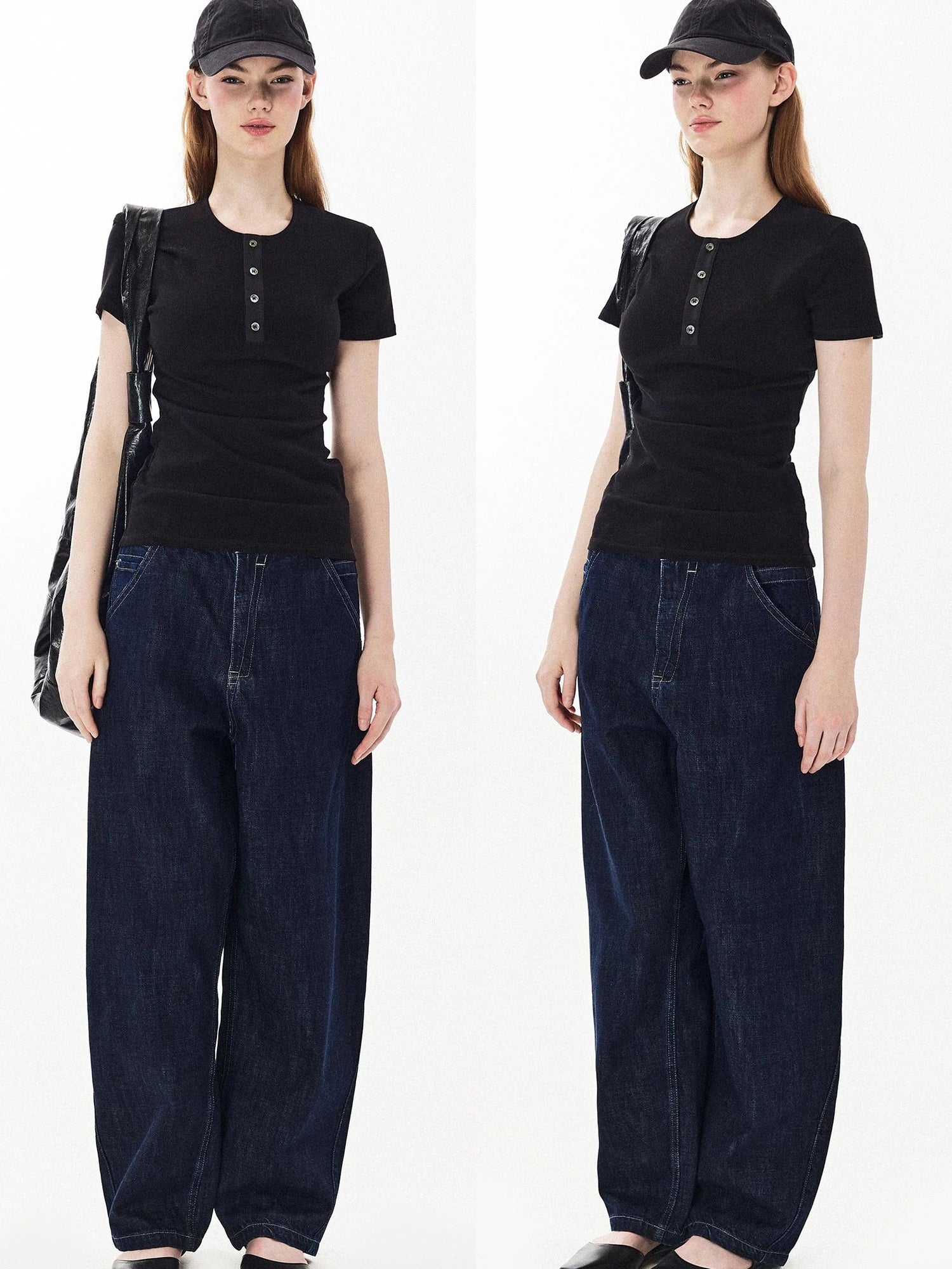 DKZ OFFICIAL Structured Baggy Wide Leg Denim Pants In Deep Blue