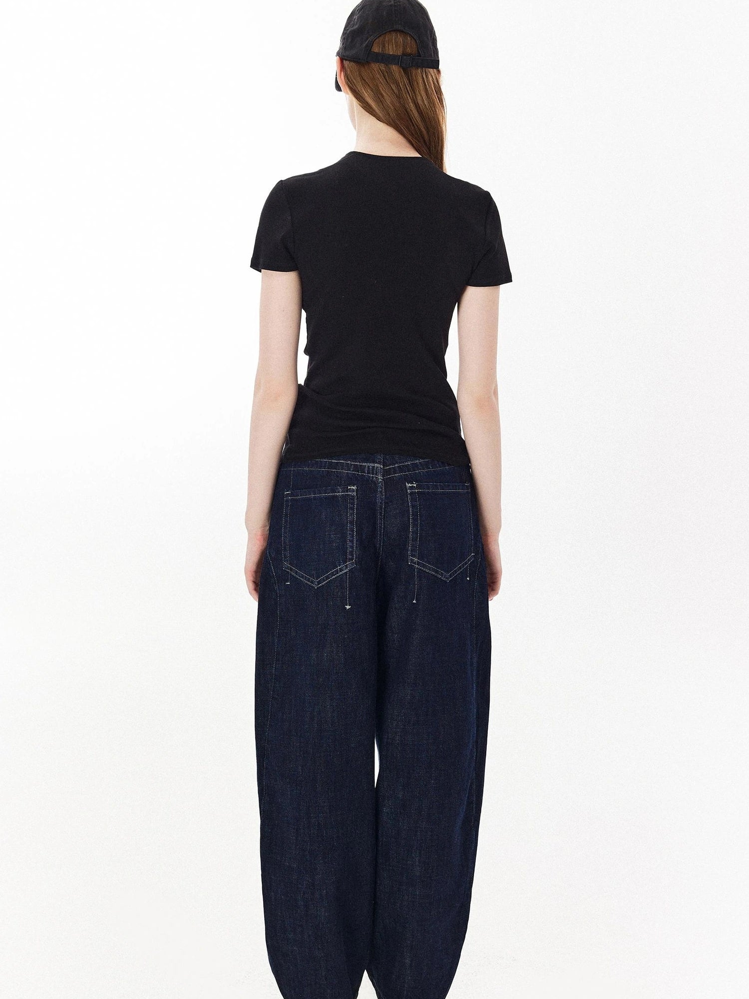 DKZ OFFICIAL Structured Baggy Wide Leg Denim Pants In Deep Blue