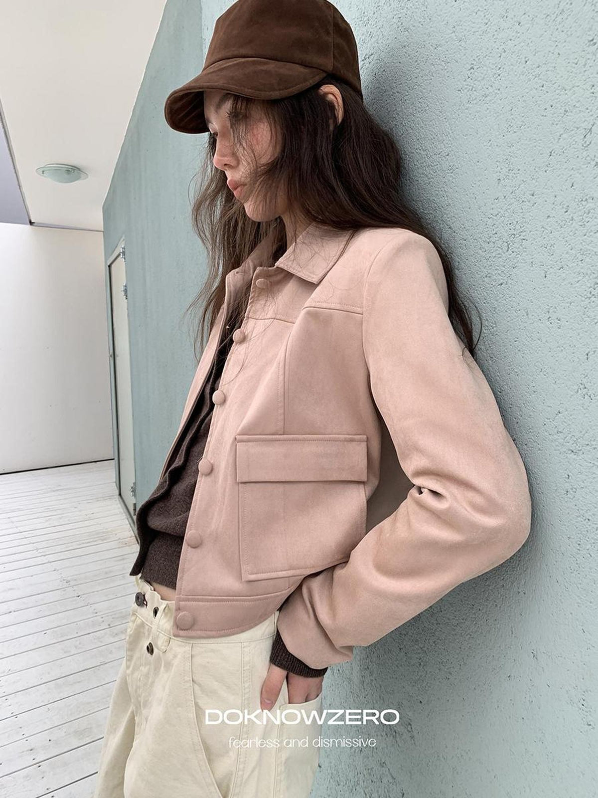 DKZ OFFICIAL Suede Straight Fit Long Sleeve Women&
