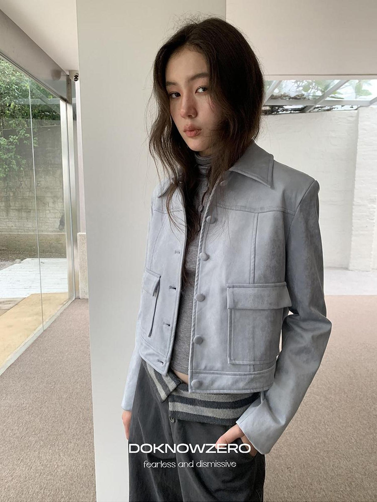 DKZ OFFICIAL Suede Straight Fit Long Sleeve Women&