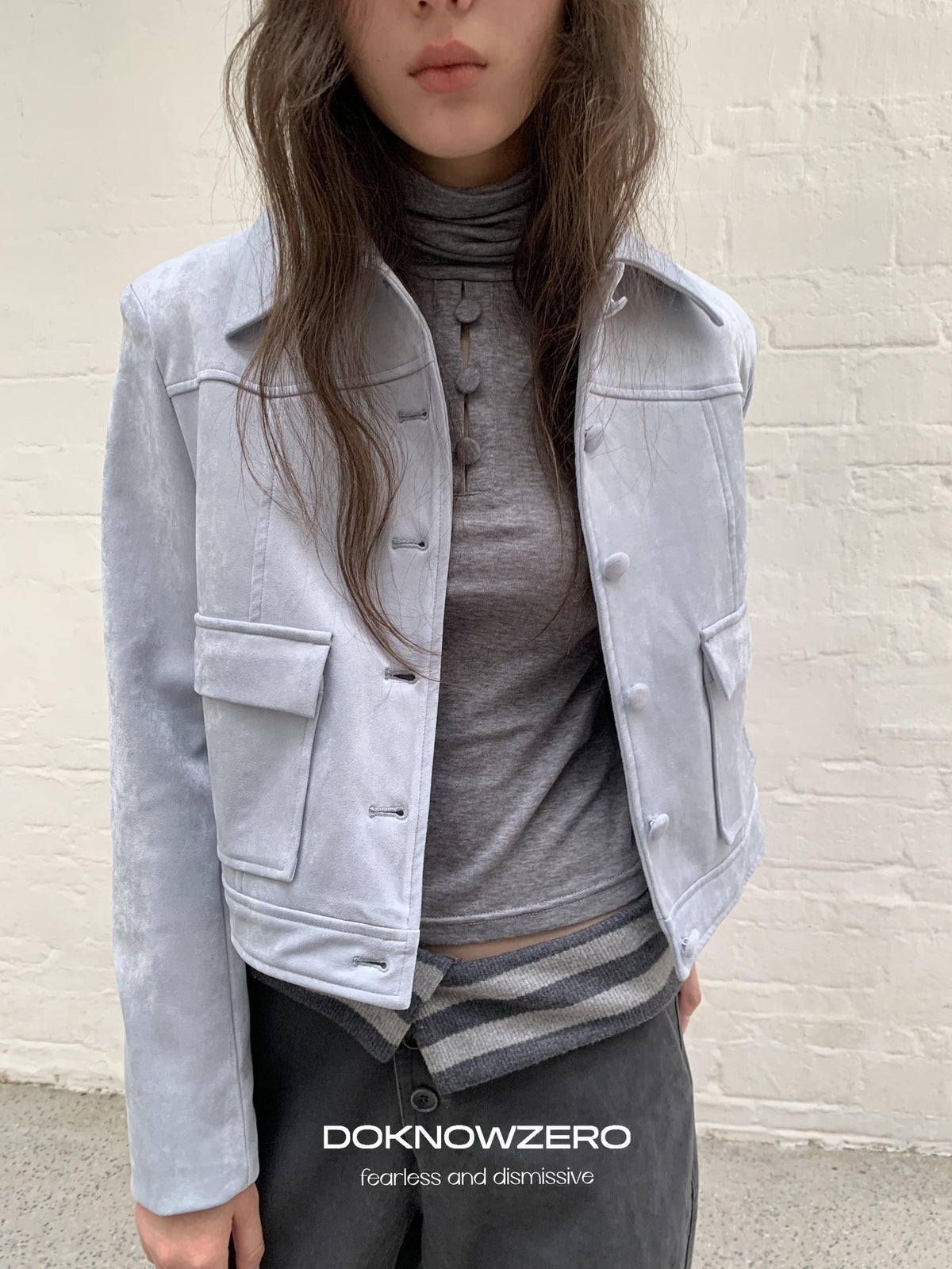 DKZ OFFICIAL Suede Straight Fit Long Sleeve Women&