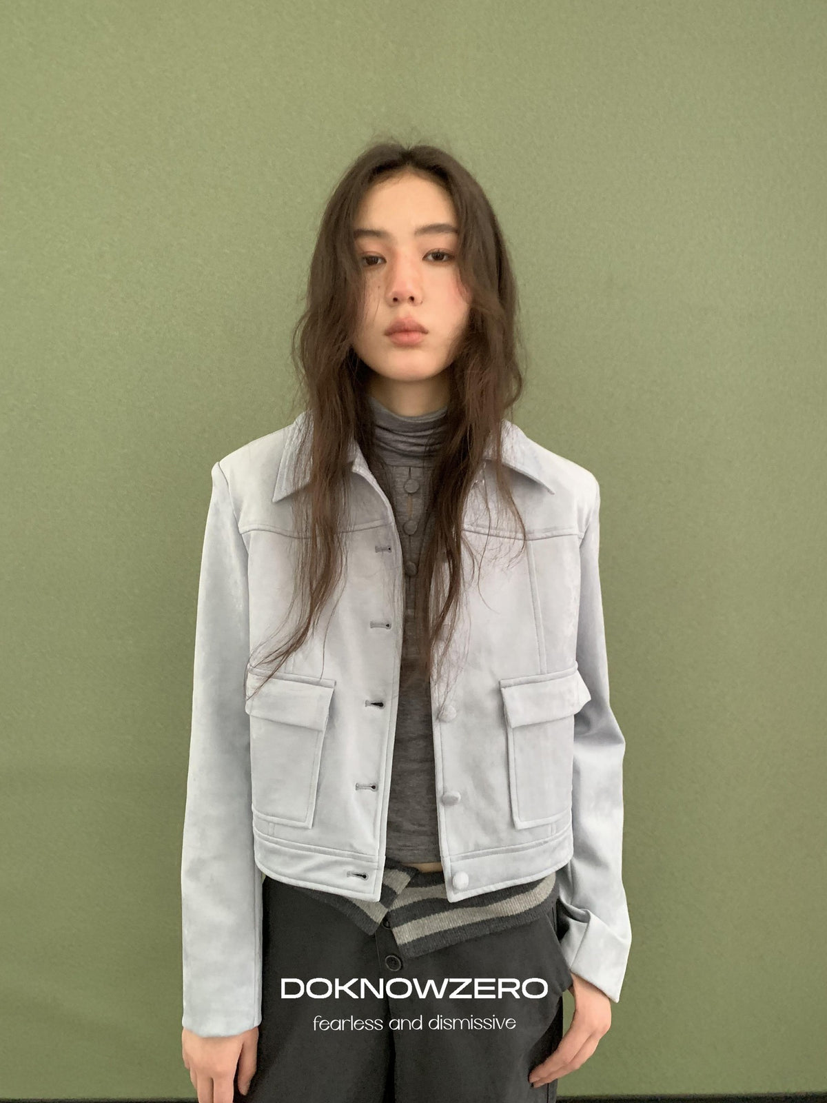 DKZ OFFICIAL Suede Straight Fit Long Sleeve Women&