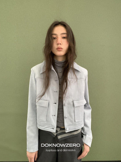 DKZ OFFICIAL Suede Straight Fit Long Sleeve Women&