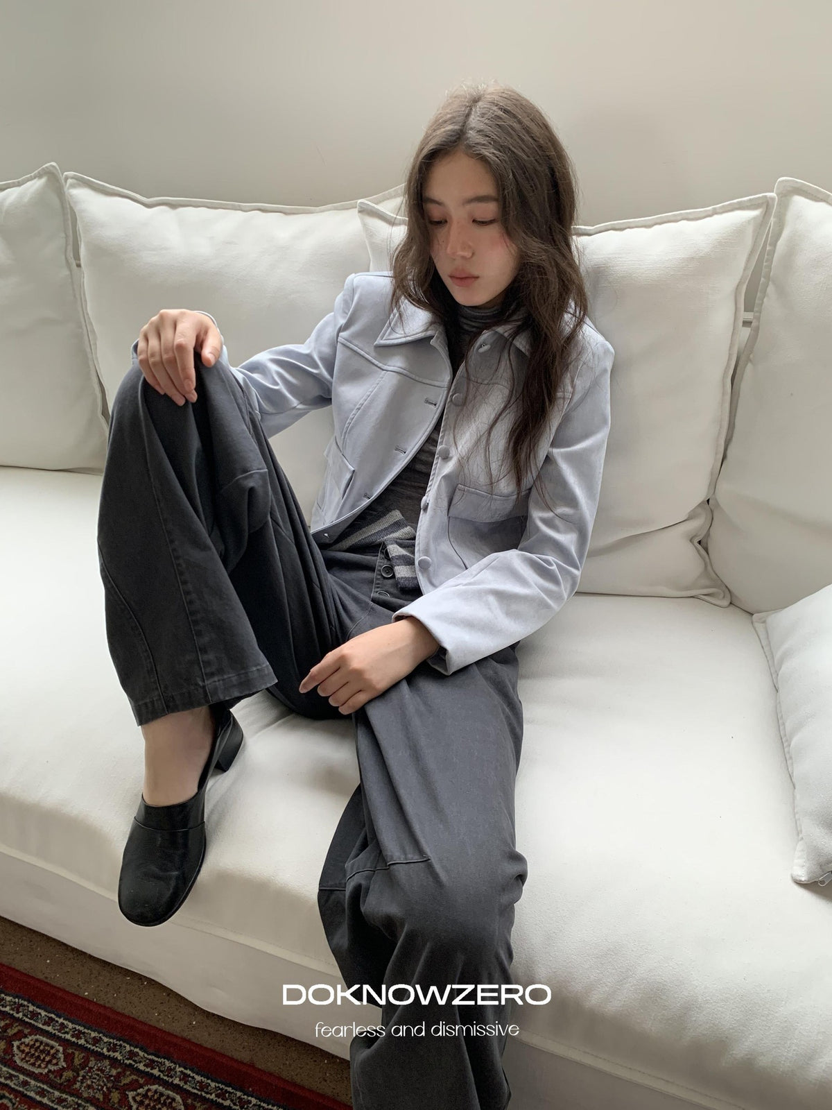 DKZ OFFICIAL Suede Straight Fit Long Sleeve Women&