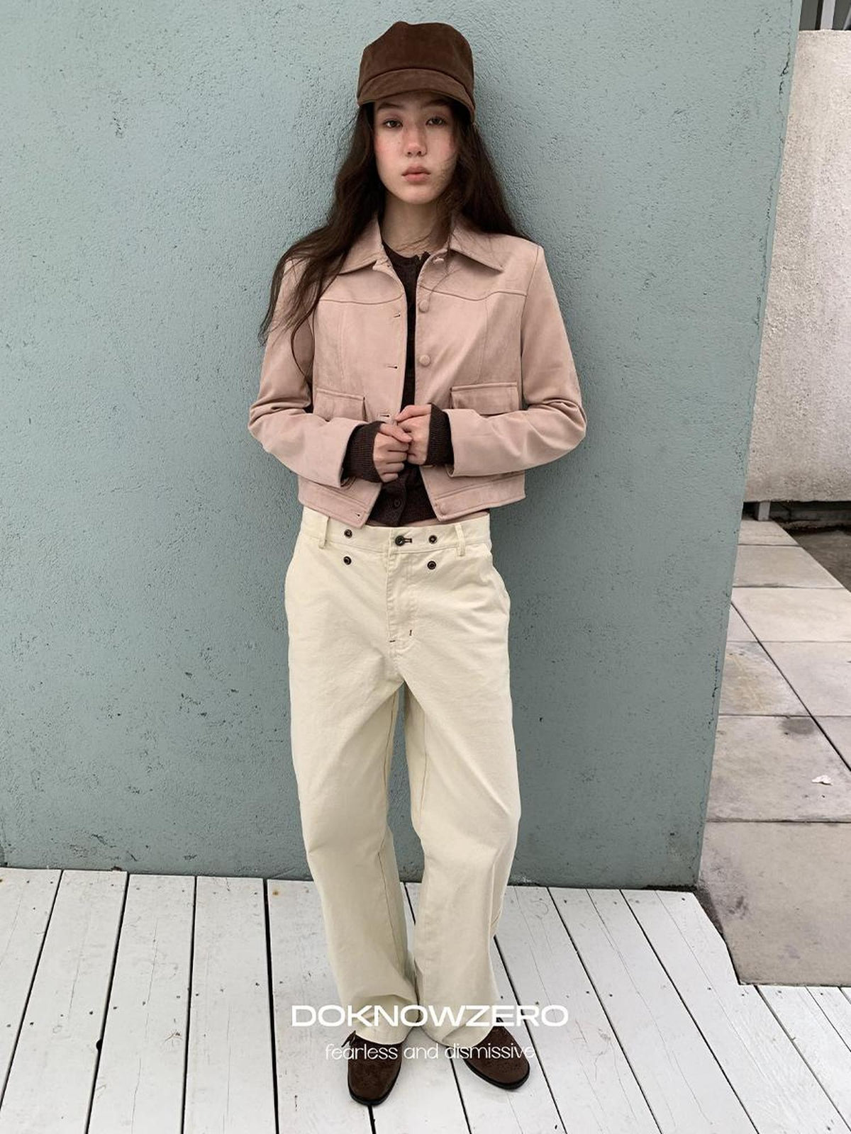 DKZ OFFICIAL Suede Straight Fit Long Sleeve Women&