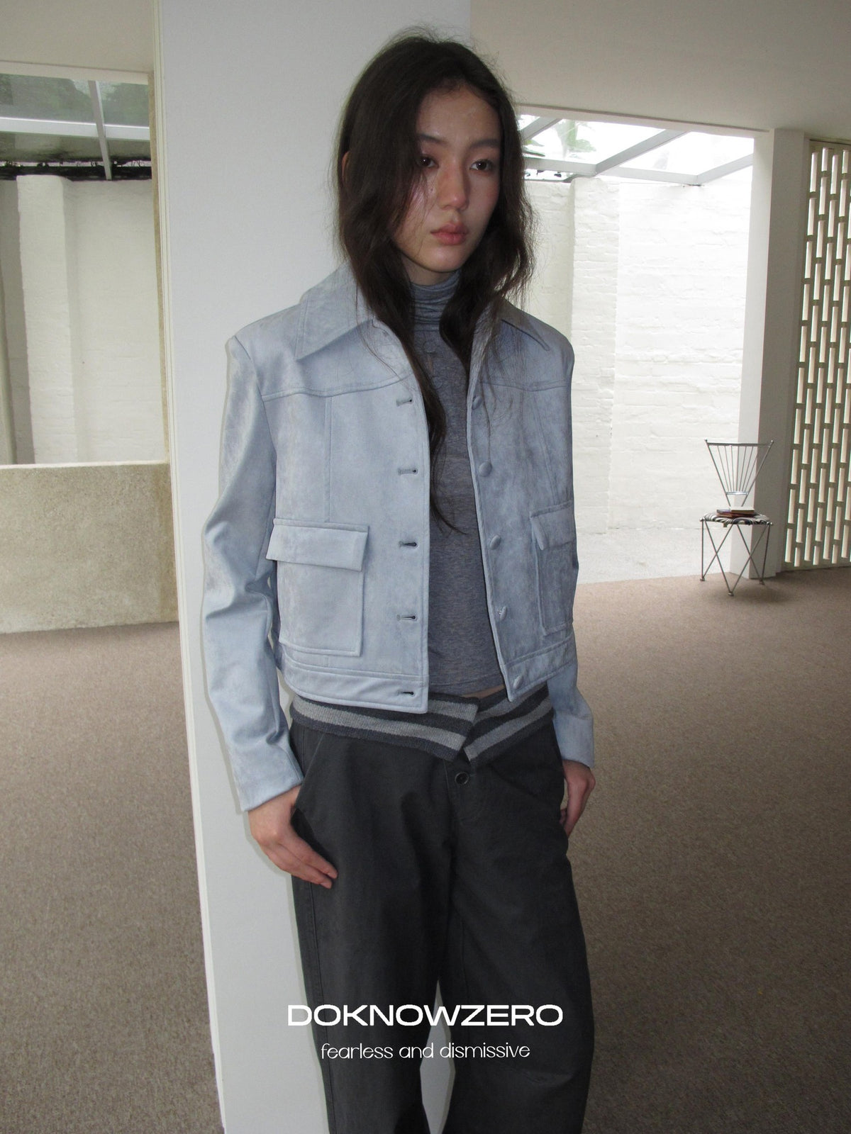 DKZ OFFICIAL Suede Straight Fit Long Sleeve Women&