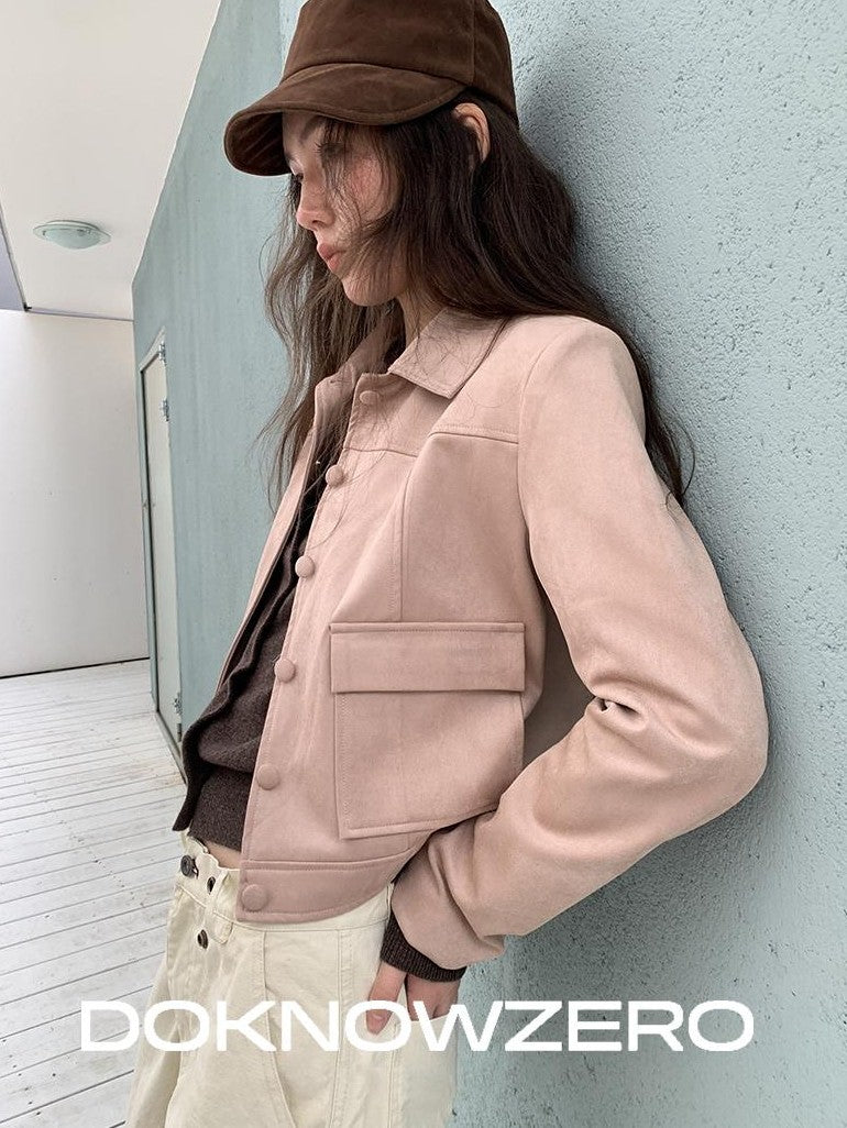DKZ OFFICIAL Suede Straight Fit Long Sleeve Women&