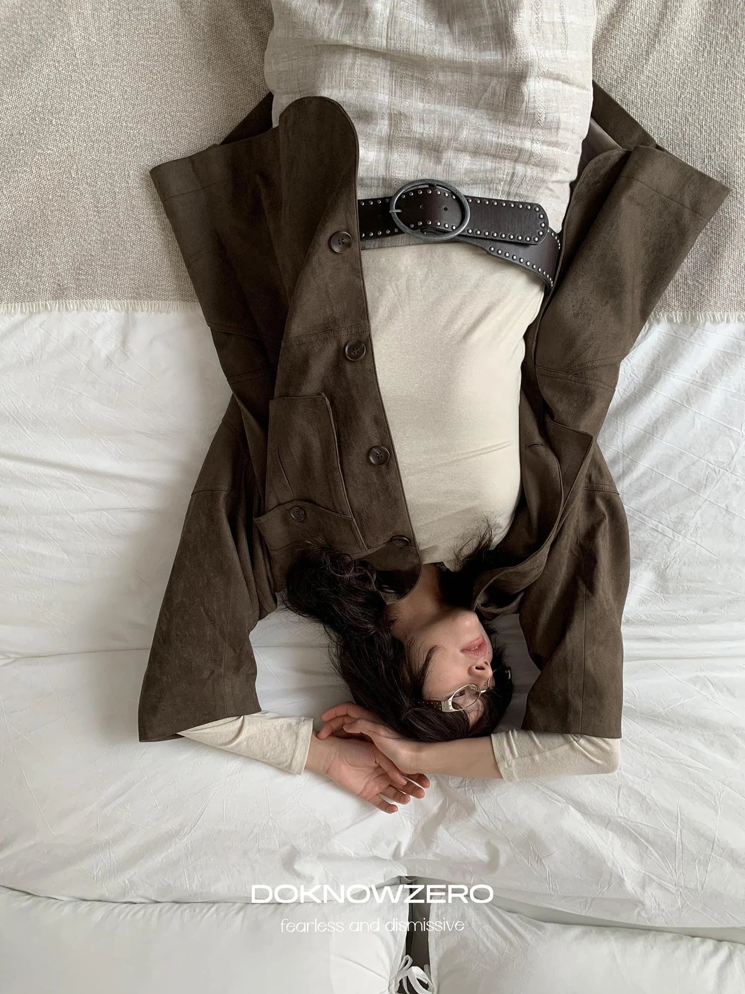 DKZ OFFICIAL Suede Utility Jacket In Coffee Brown