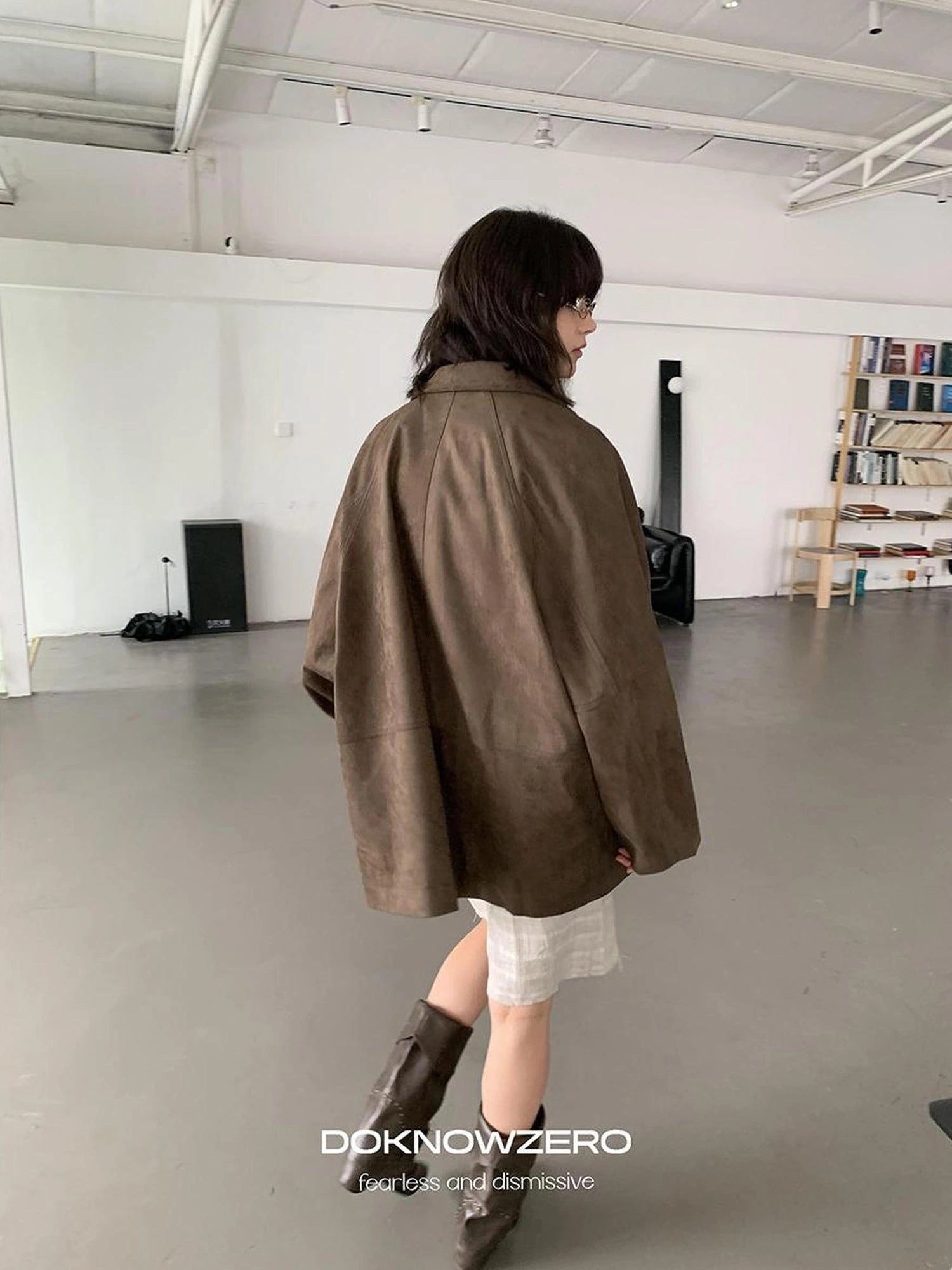 DKZ OFFICIAL Suede Utility Jacket In Coffee Brown