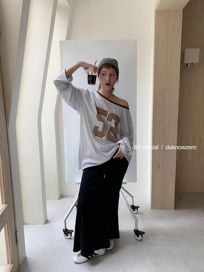 DKZ OFFICIAL Summer Slim Black Cotton Flared Maxi Dress