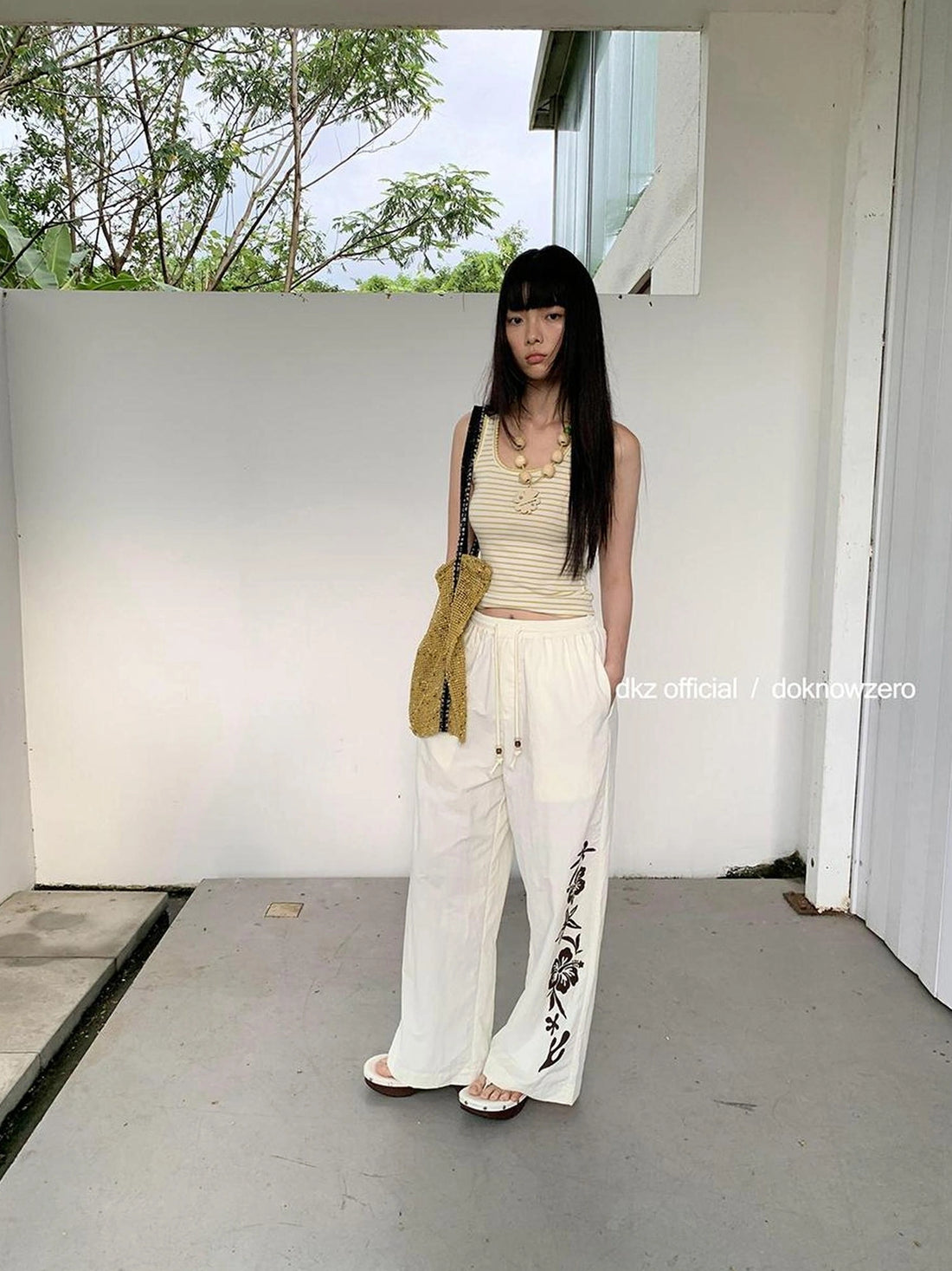 DKZ OFFICIAL Summer Vacation Print Drawstring Trousers