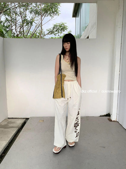 DKZ OFFICIAL Summer Vacation Print Drawstring Trousers