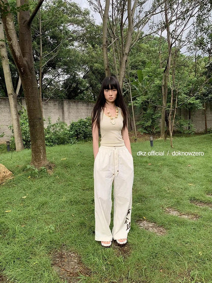 DKZ OFFICIAL Summer Vacation Print Drawstring Trousers