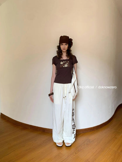 DKZ OFFICIAL Summer Vacation Print Drawstring Trousers