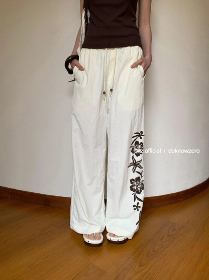DKZ OFFICIAL Summer Vacation Print Drawstring Trousers