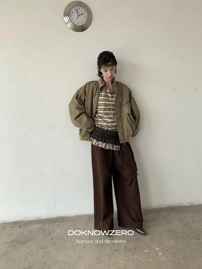 DKZ OFFICIAL Tencel Cotton Drawstring Wide Leg Trousers