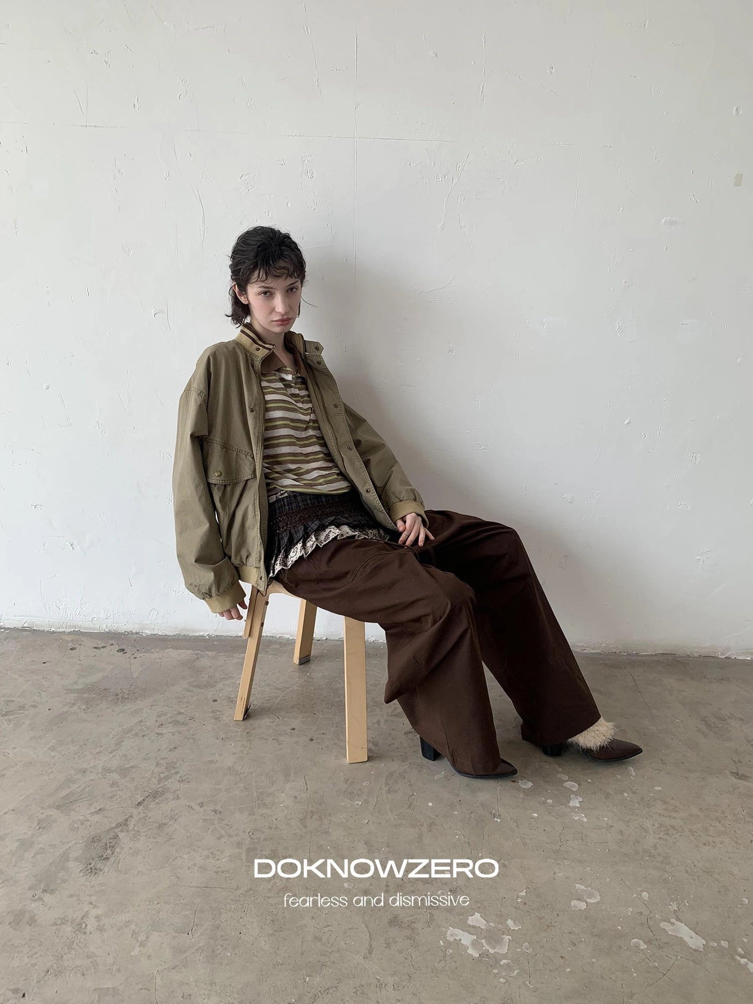 DKZ OFFICIAL Tencel Cotton Drawstring Wide Leg Trousers