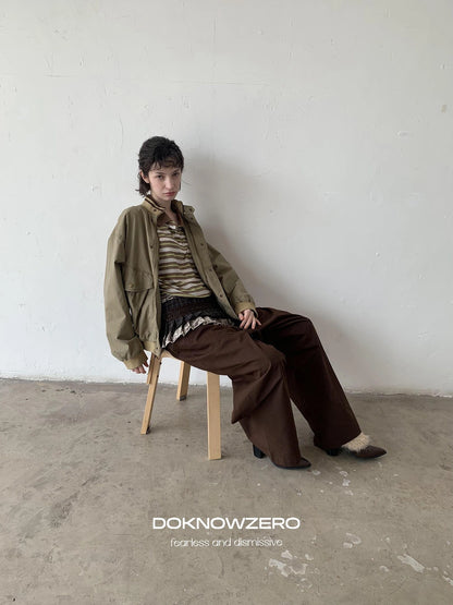 DKZ OFFICIAL Tencel Cotton Drawstring Wide Leg Trousers