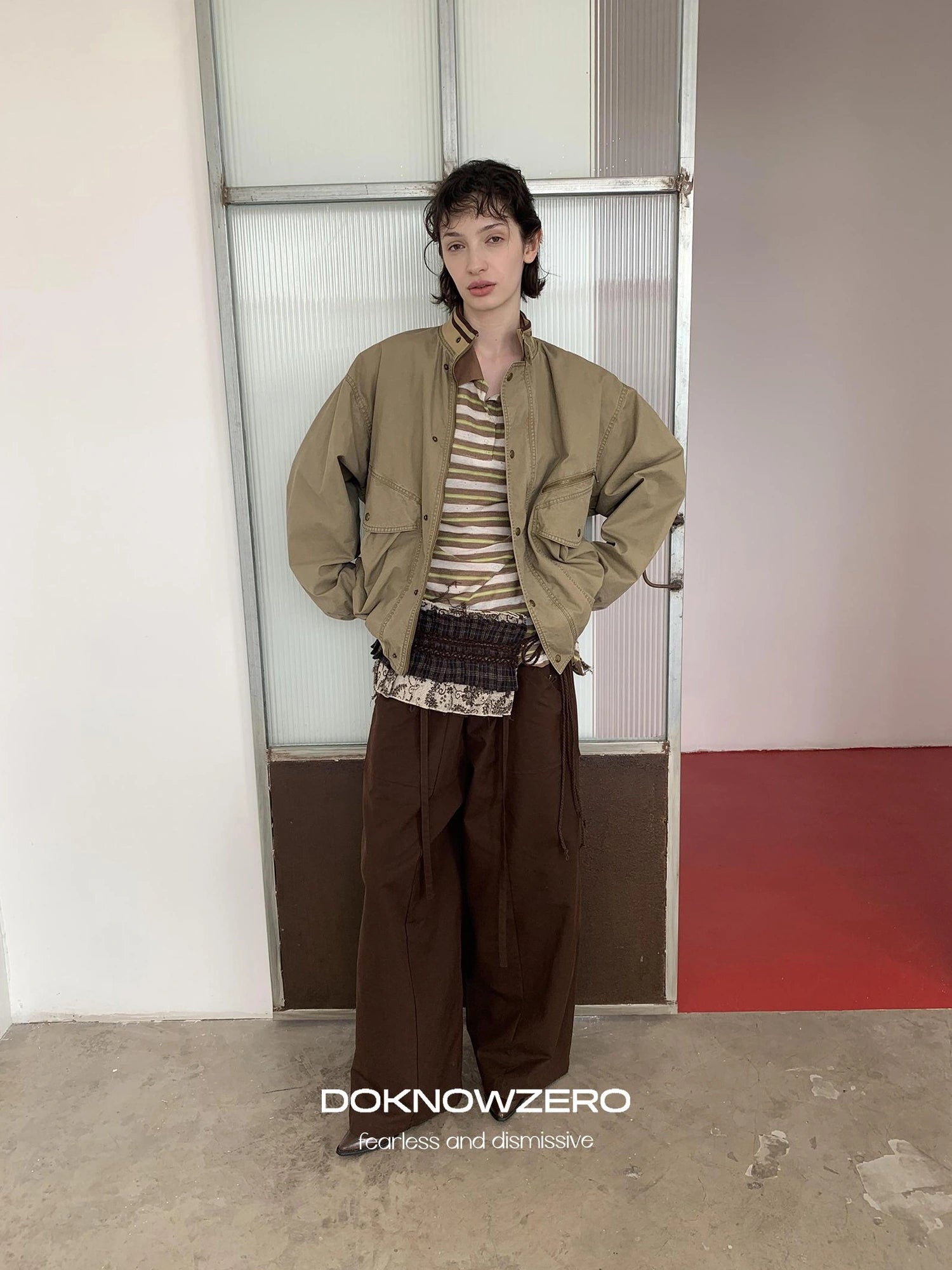 DKZ OFFICIAL Tencel Cotton Drawstring Wide Leg Trousers