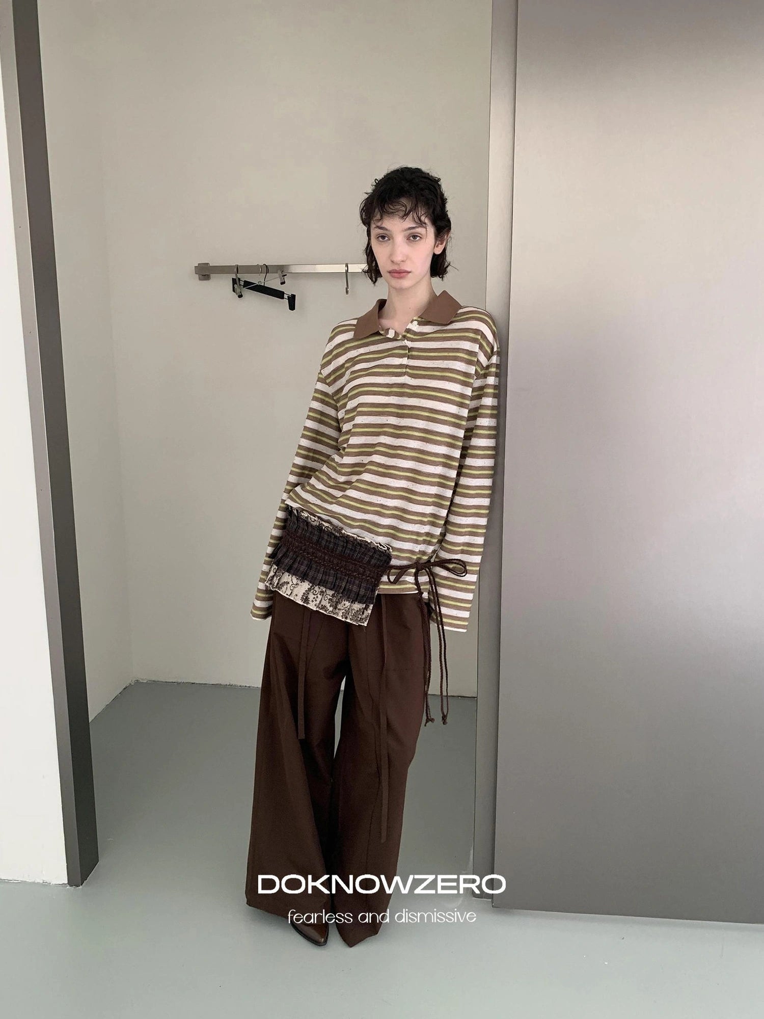 DKZ OFFICIAL Tencel Cotton Drawstring Wide Leg Trousers