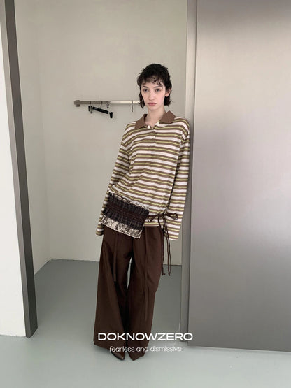 DKZ OFFICIAL Tencel Cotton Drawstring Wide Leg Trousers