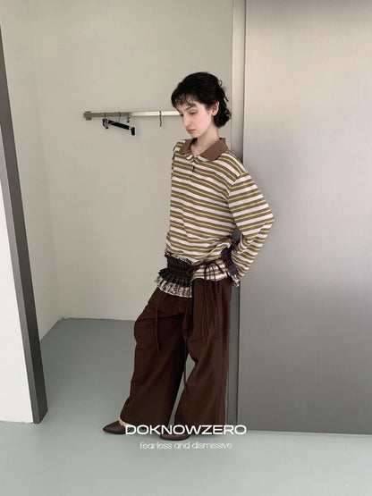 DKZ OFFICIAL Tencel Cotton Drawstring Wide Leg Trousers