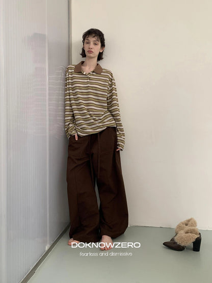 DKZ OFFICIAL Tencel Cotton Drawstring Wide Leg Trousers