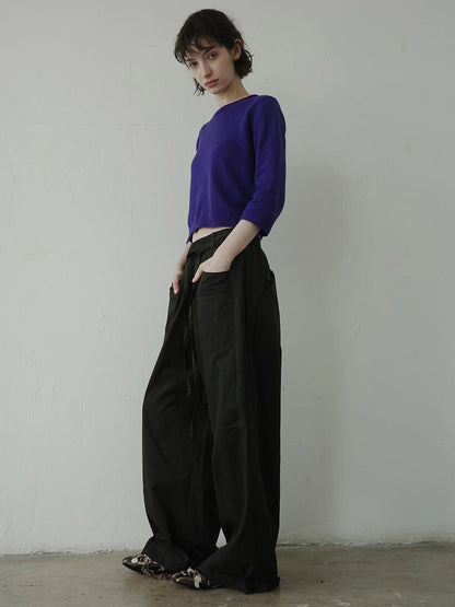 DKZ OFFICIAL Tencel Cotton Drawstring Wide Leg Trousers