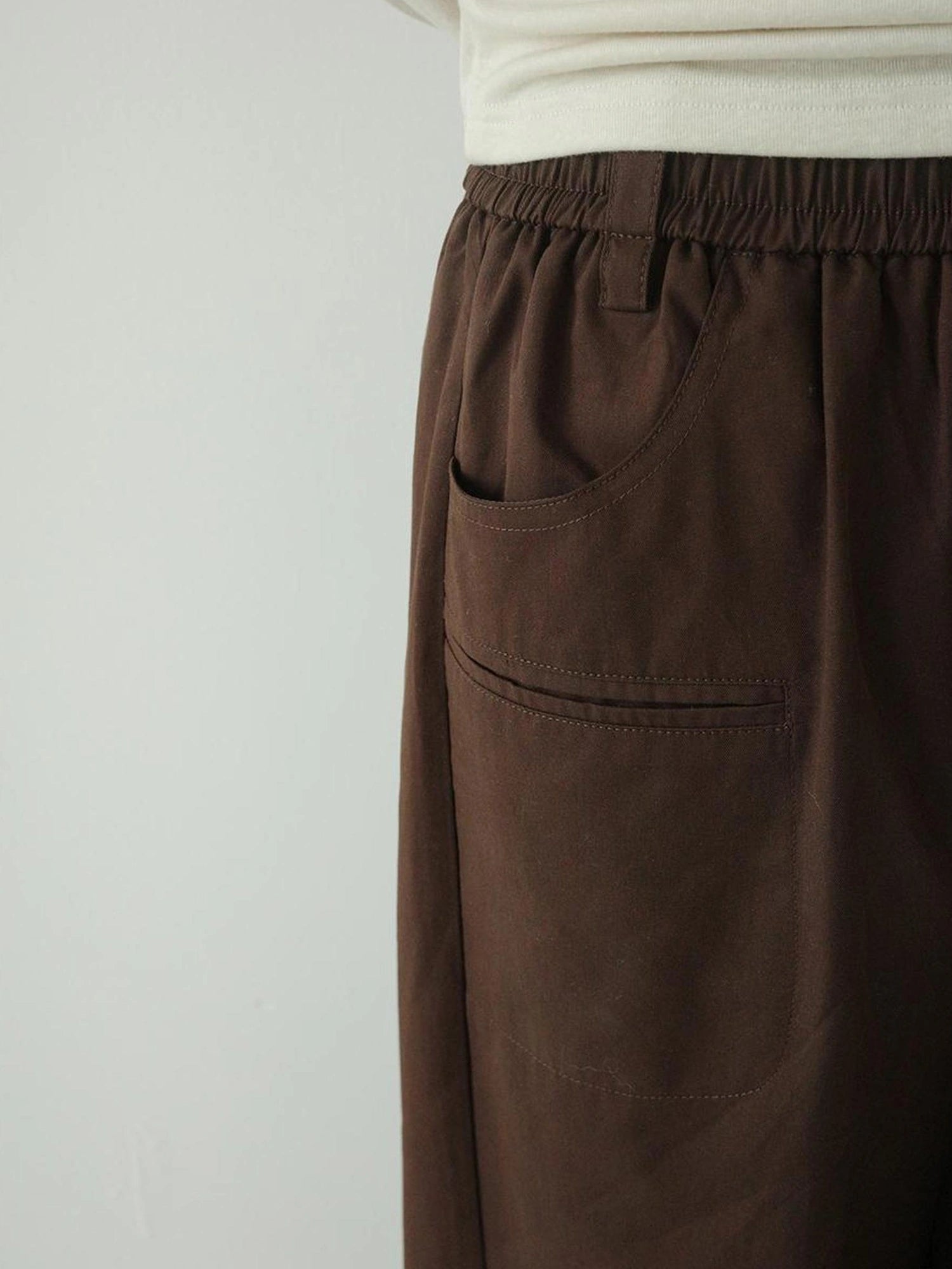 DKZ OFFICIAL Tencel Cotton Drawstring Wide Leg Trousers