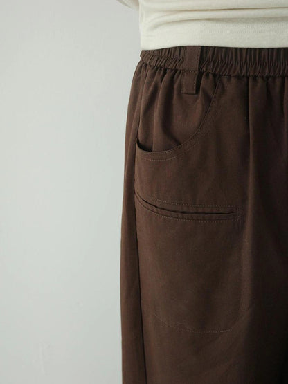 DKZ OFFICIAL Tencel Cotton Drawstring Wide Leg Trousers