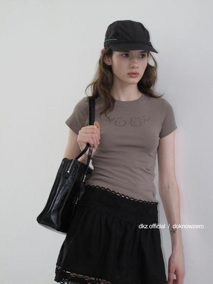 DKZ OFFICIAL Tencel Linen Blend Ballet Short Skirt With Lace Trim