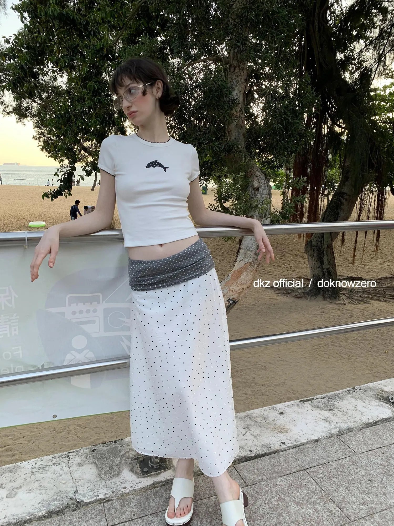 DKZ OFFICIAL Tencel Midi Dot Skirt
