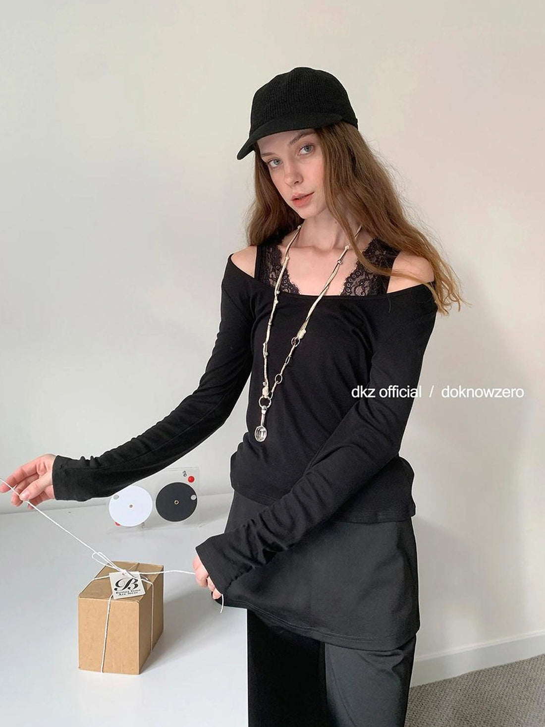 DKZ OFFICIAL Tencel Wool Blend Lace Trim Layering Tee Set