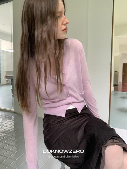 DKZ OFFICIAL Textured Pleated Straight Rolled Hem Women&