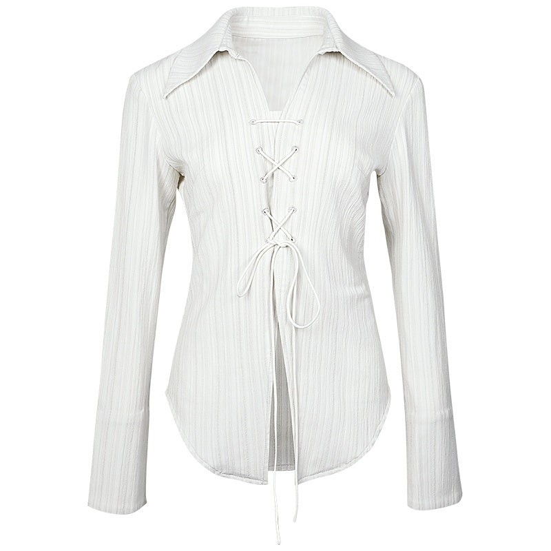 DKZ_OFFICIAL_Textured_Striped_V-neck_Women&