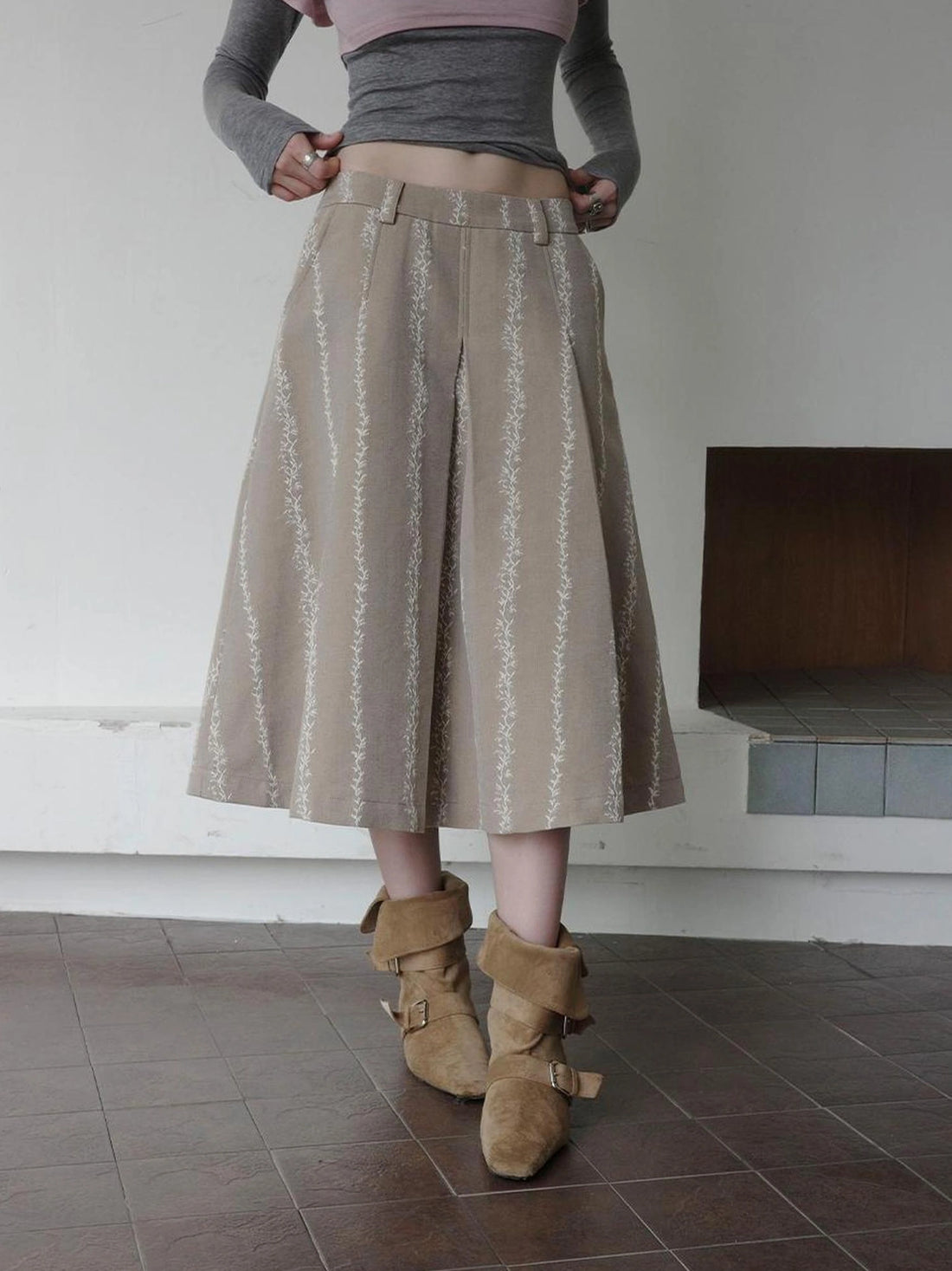 DKZ OFFICIAL Thickened Jacquard Long Pleated Skirt