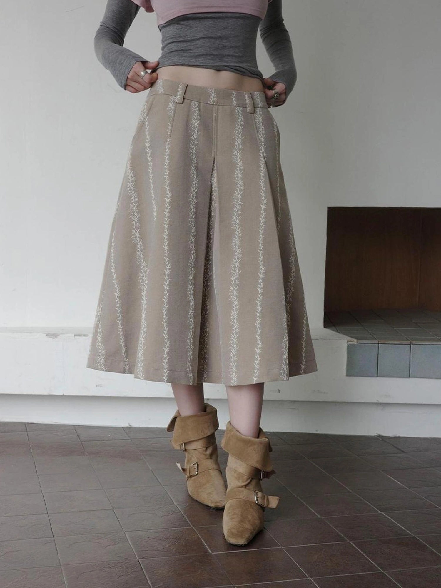 DKZ OFFICIAL Thickened Jacquard Long Pleated Skirt