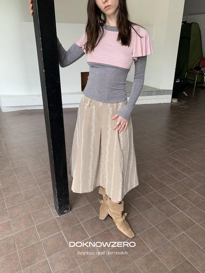 DKZ OFFICIAL Thickened Jacquard Long Pleated Skirt