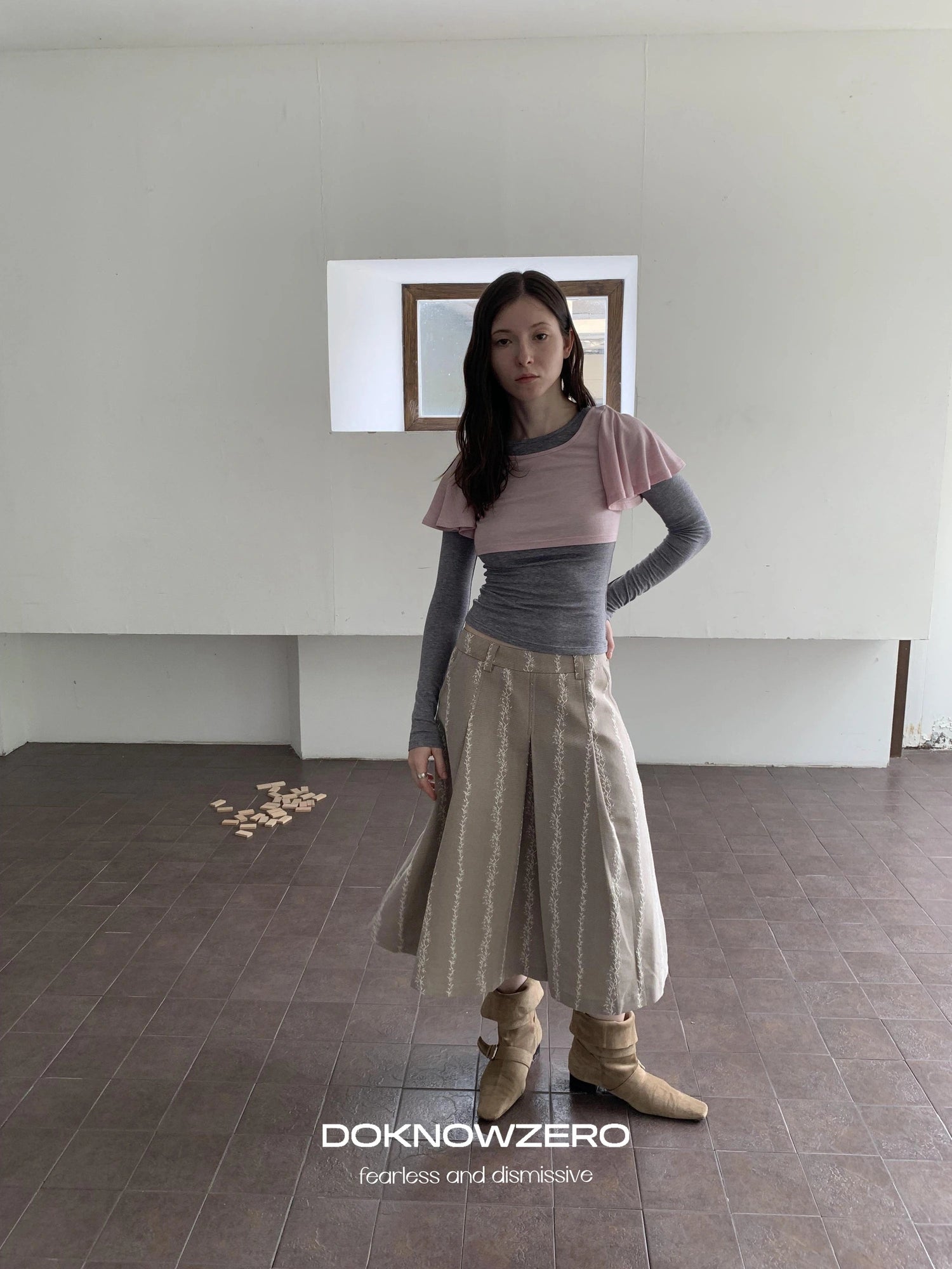 DKZ OFFICIAL Thickened Jacquard Long Pleated Skirt