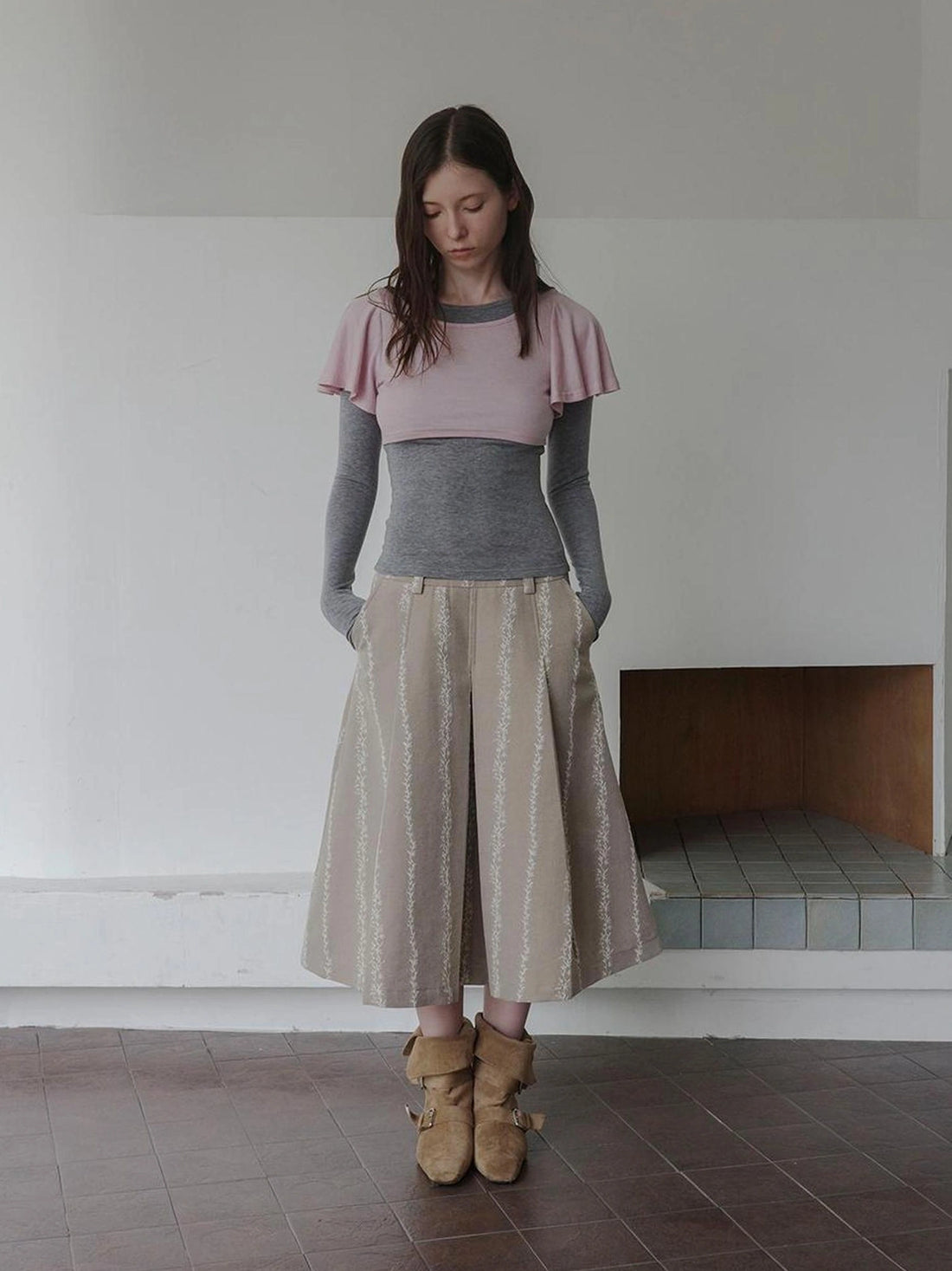 DKZ OFFICIAL Thickened Jacquard Long Pleated Skirt